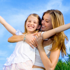 Woman and happy daughter